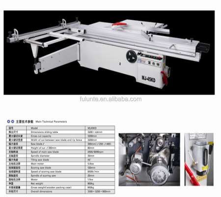 Horizontal Furniture Manufacturing 45 Degree Panel Saw Machine